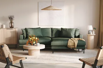 Menard 4-sits Högervänd L-formad Divansoffa i Manchester - Grön - Products - Möbler - Soffa - Divansoffa & schäslongsoffa - 4 sits soffa med divan