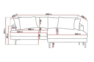 Menard 4-sits Högervänd L-formad Divansoffa i Tyg - M örkgrå - Products - Möbler - Soffa - Divansoffa & schäslongsoffa - 4 sits soffa med divan