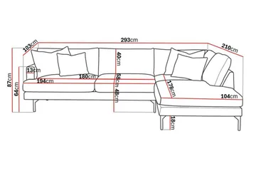 Menard 4-sits Högervänd L-formad Djup Schäslongsoffa i Manchester - Grå - Products - Möbler - Soffa - Divansoffa & schäslongsoffa - 4 sits soffa med divan