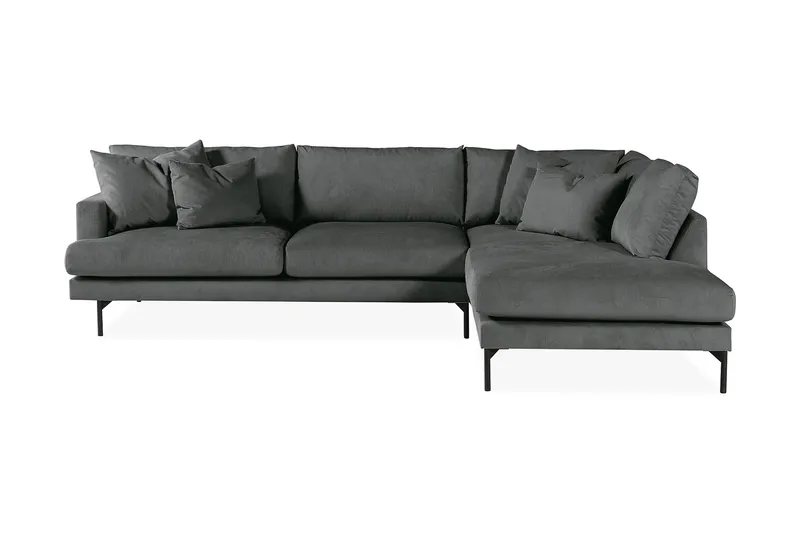 Menard 4-sits Högervänd L-formad Djup Schäslongsoffa i Manchester - Grå - Products - Möbler - Soffa - Divansoffa & schäslongsoffa - 4 sits soffa med divan