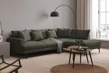 Menard 4-sits Högervänd L-formad Djup Schäslongsoffa i Manchester - Mörkgrön - Products - Möbler - Soffa - Divansoffa & schäslongsoffa - 4 sits soffa med divan