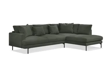 Menard 4-sits Högervänd L-formad Djup Schäslongsoffa i Manchester - Mörkgrön - Products - Möbler - Soffa - Divansoffa & schäslongsoffa - 4 sits soffa med divan