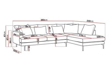 Menard 4-sits Högervänd L-formad Djup Schäslongsoffa i Sammet - Krämvit - Products - Möbler - Soffa - Divansoffa & schäslongsoffa - 4 sits soffa med divan
