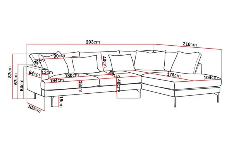Menard 4-sits Högervänd L-formad Djup Schäslongsoffa i Sammet - Krämvit - Products - Möbler - Soffa - Divansoffa & schäslongsoffa - 4 sits soffa med divan