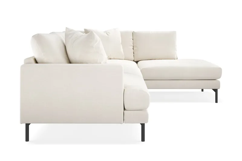 Menard 4-sits Högervänd L-formad Djup Schäslongsoffa i Sammet - Krämvit - Products - Möbler - Soffa - Divansoffa & schäslongsoffa - 4 sits soffa med divan