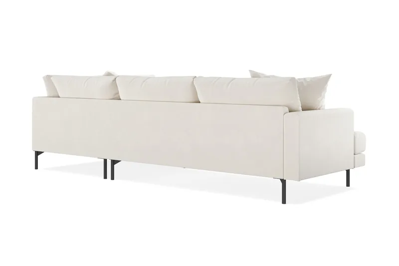 Menard 4-sits Högervänd L-formad Djup Schäslongsoffa i Sammet - Krämvit - Products - Möbler - Soffa - Divansoffa & schäslongsoffa - 4 sits soffa med divan