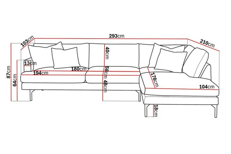 Menard 4-sits Högervänd L-formad Djup Schäslongsoffa i Sammet - Krämvit - Products - Möbler - Soffa - Divansoffa & schäslongsoffa - 4 sits soffa med divan