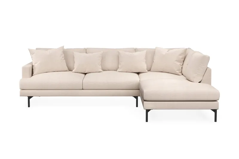 Menard 4-sits Högervänd L-formad Djup Schäslongsoffa i Tyg - Beige - Products - Möbler - Soffa - Divansoffa & schäslongsoffa - 4 sits soffa med divan