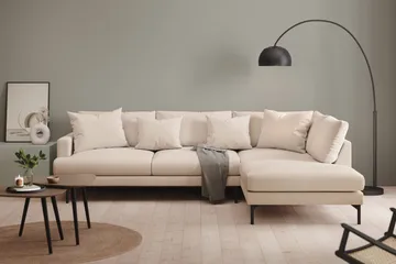 Menard 4-sits Högervänd L-formad Djup Schäslongsoffa i Tyg - Beige - Products - Möbler - Soffa - Divansoffa & schäslongsoffa - 4 sits soffa med divan