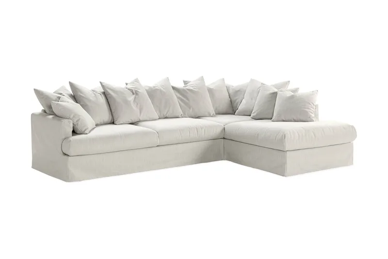 Menard 4-sits Högervänd L-formad Djup Schäslongsoffa i Tyg - Ljusgrå - Products - Möbler - Soffa - Divansoffa & schäslongsoffa - 4 sits soffa med divan