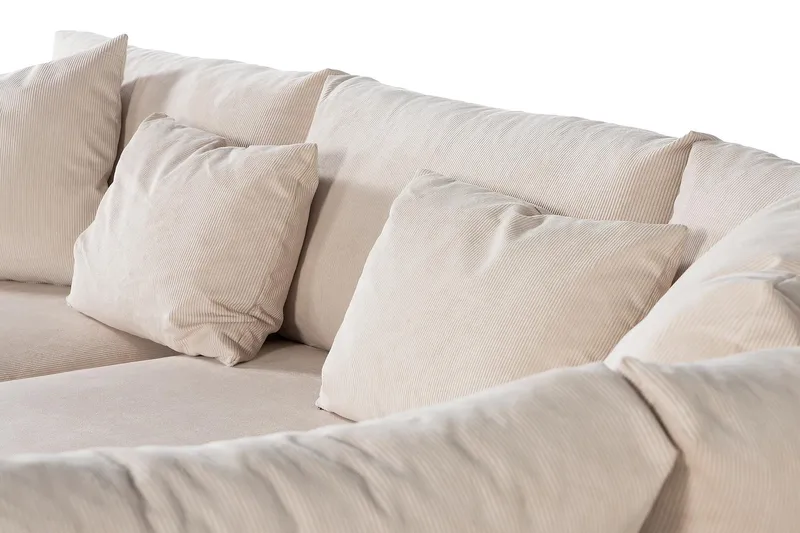 Menard 4-sits Högervänd L-formad Schäslongsoffa + Fotpall i Manchester - Beige - Products - Möbler - Soffa - Divansoffa & schäslongsoffa - 4 sits soffa med divan