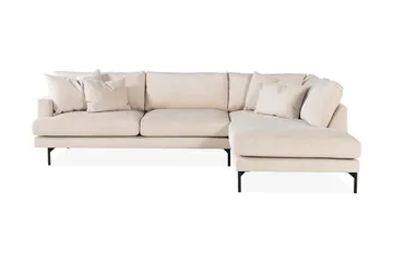 Menard 4-sits Högervänd L-formad Schäslongsoffa + Fotpall i Manchester - Beige - Products - Möbler - Soffa - Divansoffa & schäslongsoffa - 4 sits soffa med divan