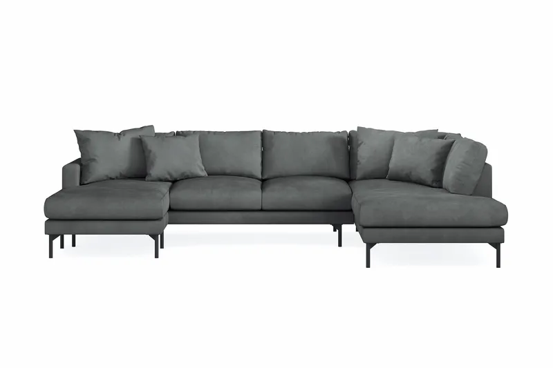 Menard 4-sits Högervänd Stor U-formad Djup Soffa med Divan och Schäslong i Manchester - Grå - Products - Möbler - Soffa - Divansoffa & schäslongsoffa - 4 sits soffa med divan