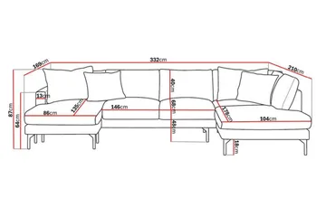 Menard 4-sits Högervänd Stor U-formad Djup Soffa med Divan och Schäslong i Manchester - Grön - Products - Möbler - Soffa - Divansoffa & schäslongsoffa - 4 sits soffa med divan