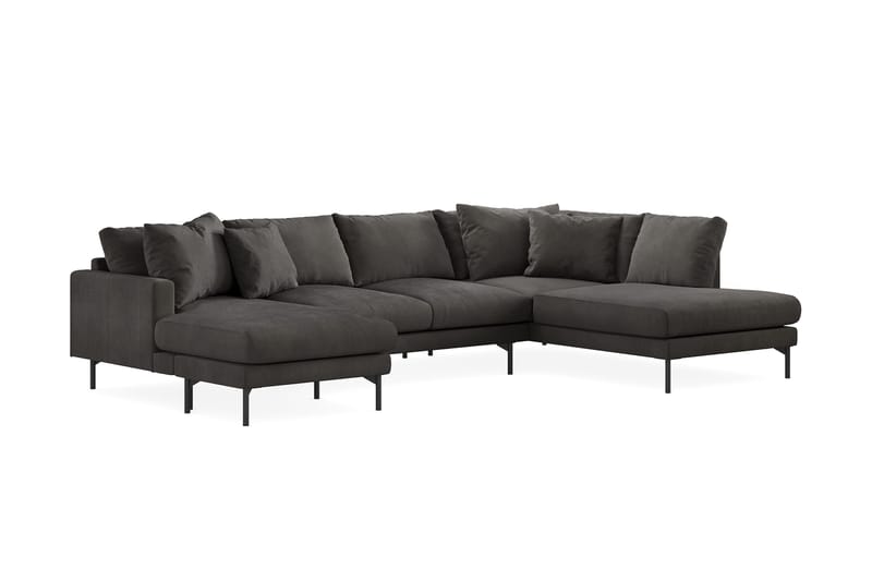 Menard 4-sits Högervänd Stor U-formad Djup Soffa med Divan och Schäslong i Manchester - Mörkgrå - Products - Möbler - Soffa - Divansoffa & schäslongsoffa - 4 sits soffa med divan