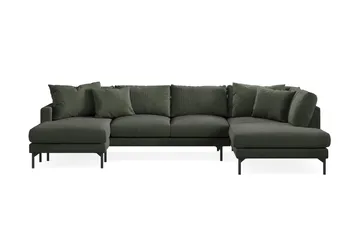 Menard 4-sits Högervänd Stor U-formad Djup Soffa med Divan och Schäslong i Manchester - Mörkgrön - Products - Möbler - Soffa - Divansoffa & schäslongsoffa - 4 sits soffa med divan