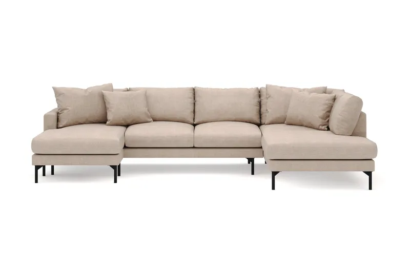 Menard 4-sits Högervänd Stor U-formad Djup Soffa med Divan och Schäslong i Tyg, Beige