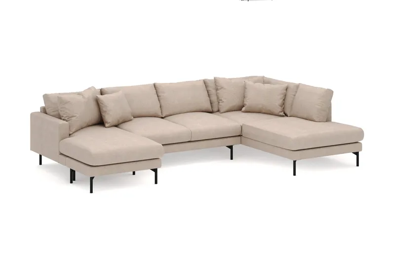 Menard 4-sits Högervänd Stor U-formad Djup Soffa med Divan och Schäslong i Tyg - Beige - Products - Möbler - Soffa - Divansoffa & schäslongsoffa - 4 sits soffa med divan