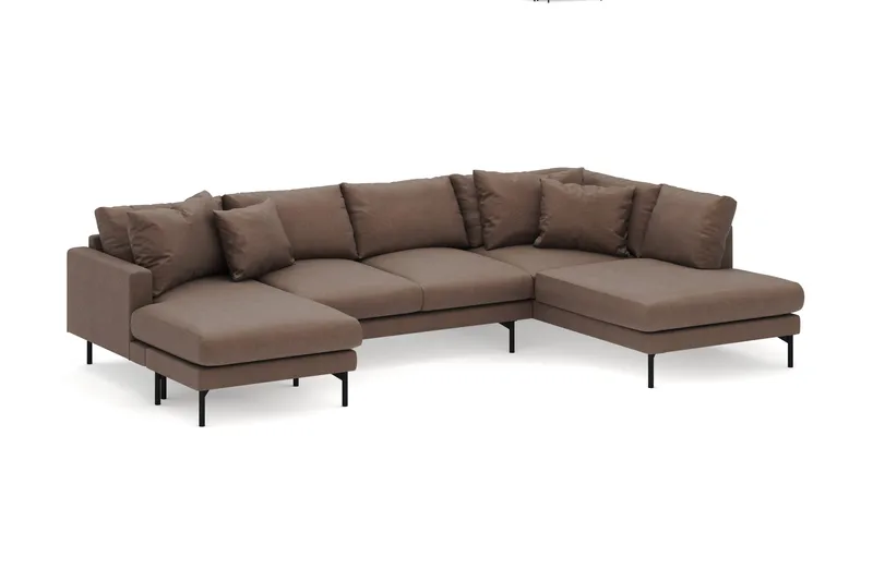 Menard 4-sits Högervänd Stor U-formad Djup Soffa med Divan och Schäslong i Tyg - Brun - Products - Möbler - Soffa - Divansoffa & schäslongsoffa - 4 sits soffa med divan