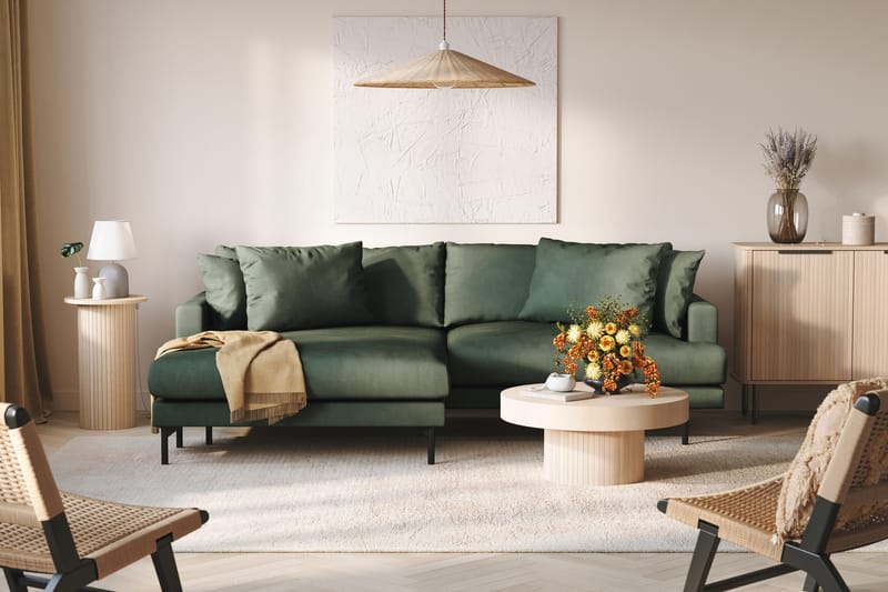 Menard 4-sits Vänstervänd L-formad Divansoffa i Manchester - Grön - Products - Möbler - Soffa - Divansoffa & schäslongsoffa - 4 sits soffa med divan