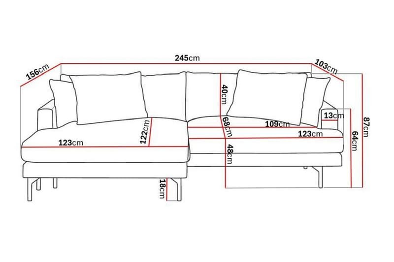 Menard 4-sits Vänstervänd L-formad Divansoffa i Manchester - Mörkgrå - Products - Möbler - Soffa - Divansoffa & schäslongsoffa - 4 sits soffa med divan