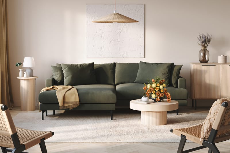Menard 4-sits Vänstervänd L-formad Divansoffa i Manchester - Mörkgrön - Products - Möbler - Soffa - Divansoffa & schäslongsoffa - 4 sits soffa med divan