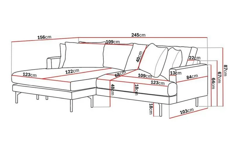 Menard 4-sits Vänstervänd L-formad Divansoffa i Manchester - Mörkgrön - Products - Möbler - Soffa - Divansoffa & schäslongsoffa - 4 sits soffa med divan