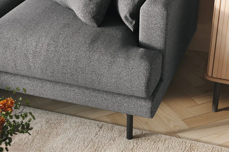 Menard 4-sits Vänstervänd L-formad Divansoffa i Tyg - Mörkgrå - Products - Möbler - Soffa - Divansoffa & schäslongsoffa - 4 sits soffa med divan