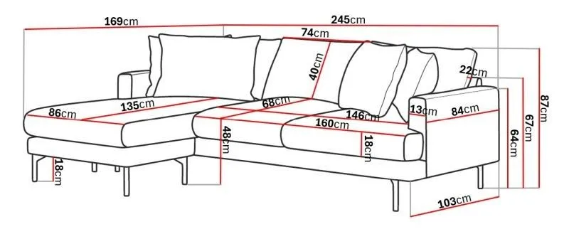 Menard 4-sits Vänstervänd L-formad Djup Divansoffa i Tyg - Beige - Products - Möbler - Soffa - Divansoffa & schäslongsoffa - 4 sits soffa med divan