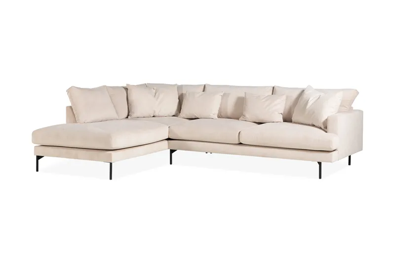 Menard 4-sits Vänstervänd L-formad Djup Schäslongsoffa i Manchester - Beige - Products - Möbler - Soffa - Divansoffa & schäslongsoffa - 4 sits soffa med divan