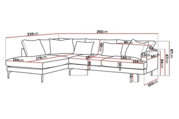 Menard 4-sits Vänstervänd L-formad Djup Schäslongsoffa i Manchester - Beige - Products - Möbler - Soffa - Divansoffa & schäslongsoffa - 4 sits soffa med divan