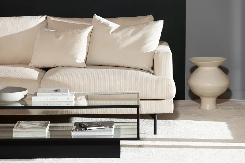 Menard 4-sits Vänstervänd L-formad Djup Schäslongsoffa i Manchester - Beige - Products - Möbler - Soffa - Divansoffa & schäslongsoffa - 4 sits soffa med divan