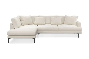 Menard 4-sits Vänstervänd L-formad Djup Schäslongsoffa i Sammet - Krämvit - Products - Möbler - Soffa - Divansoffa & schäslongsoffa - 4 sits soffa med divan