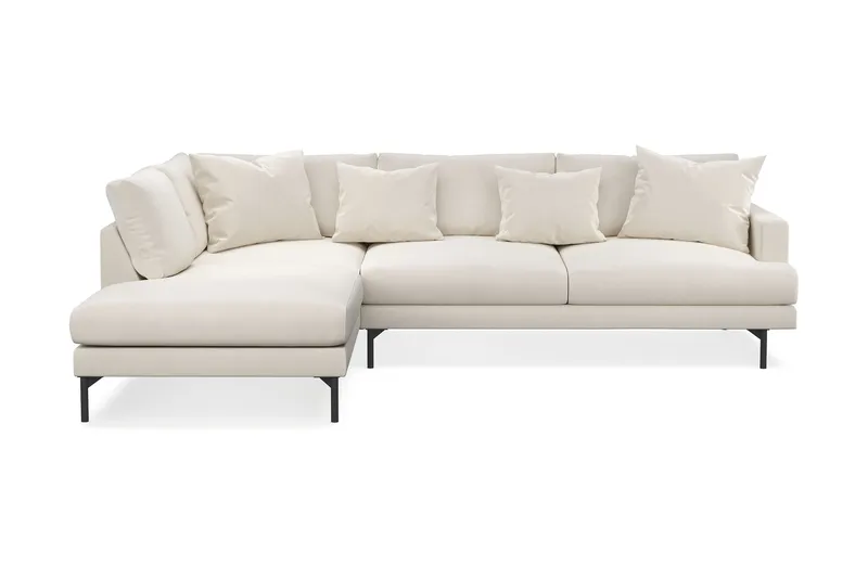 Menard 4-sits Vänstervänd L-formad Djup Schäslongsoffa i Sammet - Krämvit - Products - Möbler - Soffa - Divansoffa & schäslongsoffa - 4 sits soffa med divan