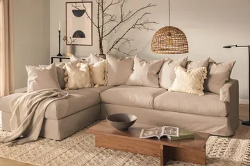 Menard 4-sits Vänstervänd L-formad Djup Schäslongsoffa i Tyg - Beige - Products - Möbler - Soffa - Divansoffa & schäslongsoffa - 4 sits soffa med divan