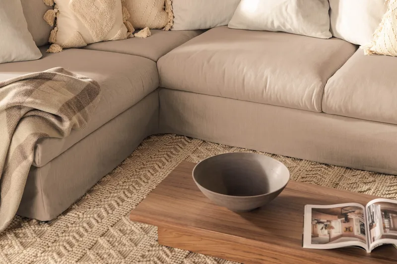 Menard 4-sits Vänstervänd L-formad Djup Schäslongsoffa i Tyg - Beige - Products - Möbler - Soffa - Divansoffa & schäslongsoffa - 4 sits soffa med divan