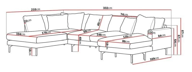 Menard 4-sits Vänstervänd Stor U-formad Djup Large Soffa med Divan och Schäslong i Manchester - Brun - Products - Möbler - Soffa - Divansoffa & schäslongsoffa - 4 sits soffa med divan