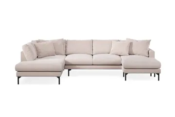 Menard 4-sits Vänstervänd Stor U-formad Djup Large Soffa med Divan och Schäslong i Sammet - Beige - Products - Möbler - Soffa - Divansoffa & schäslongsoffa - 4 sits soffa med divan