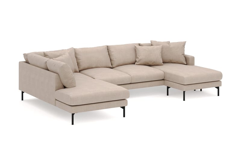 Menard 4-sits Vänstervänd Stor U-formad Djup Large Soffa med Divan och Schäslong i Tyg - Beige - Products - Möbler - Soffa - Divansoffa & schäslongsoffa - 4 sits soffa med divan