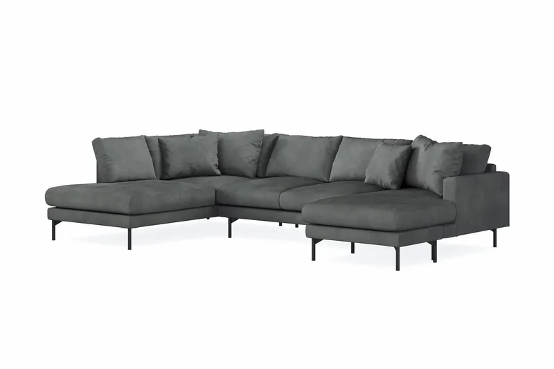 Menard 4-sits Vänstervänd Stor U-formad Djup Soffa med Divan och Schäslong i Manchester - Grå - Products - Möbler - Soffa - Divansoffa & schäslongsoffa - 4 sits soffa med divan