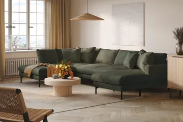 Menard 4-sits Vänstervänd Stor U-formad Djup Soffa med Divan och Schäslong i Manchester - Mörkgrön - Products - Möbler - Soffa - Divansoffa & schäslongsoffa - 4 sits soffa med divan
