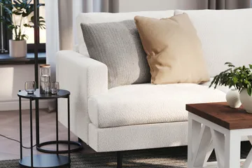 Menard Compact 3-sits Högervänd L-formad Divansoffa i Bouclé - Vit - Products - Möbler - Soffa - Divansoffa & schäslongsoffa - 3 sits soffa med divan