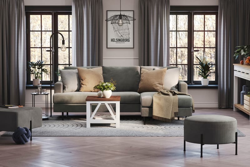 Menard Compact 3-sits Högervänd L-formad Divansoffa i Manchester - Grå - Products - Möbler - Soffa - Divansoffa & schäslongsoffa - 3 sits soffa med divan