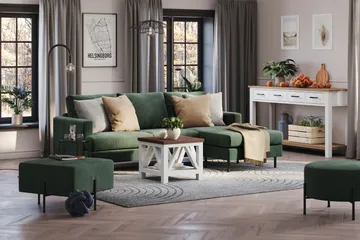 Menard Compact 3-sits Högervänd L-formad Divansoffa i Manchester - Grön - Products - Möbler - Soffa - Divansoffa & schäslongsoffa - 3 sits soffa med divan