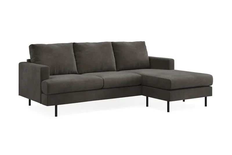 Menard Compact 3-sits Högervänd L-formad Divansoffa i Manchester - Mörkgrå - Products - Möbler - Soffa - Divansoffa & schäslongsoffa - 3 sits soffa med divan