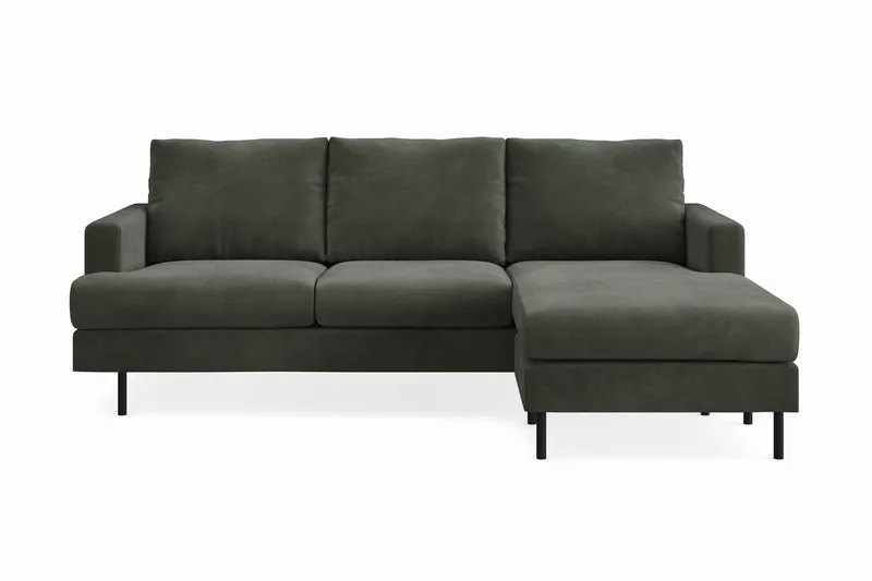 Menard Compact 3-sits Högervänd L-formad Divansoffa i Manchester - Mörkgrön - Products - Möbler - Soffa - Divansoffa & schäslongsoffa - 3 sits soffa med divan