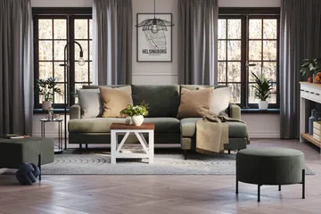 Menard Compact 3-sits Högervänd L-formad Divansoffa i Manchester - Mörkgrön - Products - Möbler - Soffa - Divansoffa & schäslongsoffa - 3 sits soffa med divan