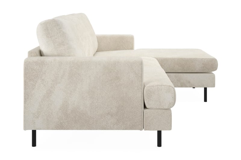 Menard Compact 3-sits Högervänd L-formad Divansoffa i Sammet - Krämvit - Products - Möbler - Soffa - Divansoffa & schäslongsoffa - 3 sits soffa med divan