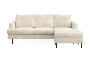 Menard Compact 3-sits Högervänd L-formad Divansoffa i Sammet - Krämvit - Products - Möbler - Soffa - Divansoffa & schäslongsoffa - 3 sits soffa med divan