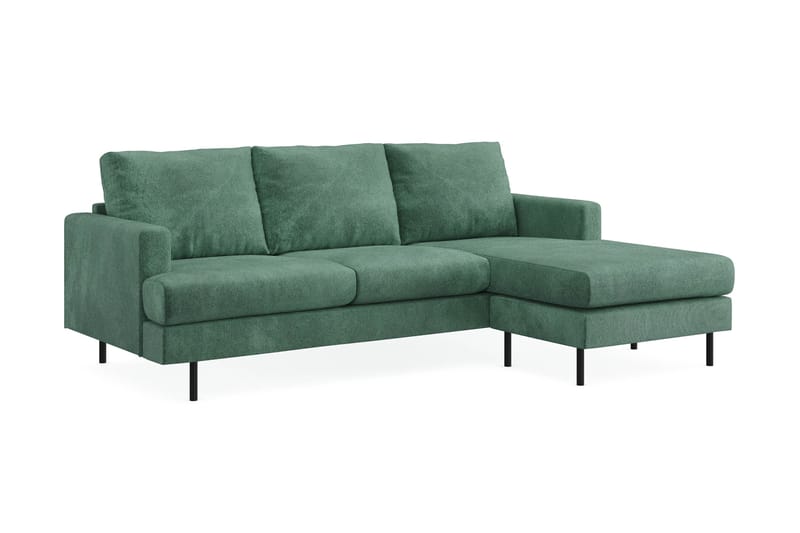 Menard Compact 3-sits Högervänd L-formad Divansoffa i Sammet - Mörkgrön - Products - Möbler - Soffa - Divansoffa & schäslongsoffa - 3 sits soffa med divan